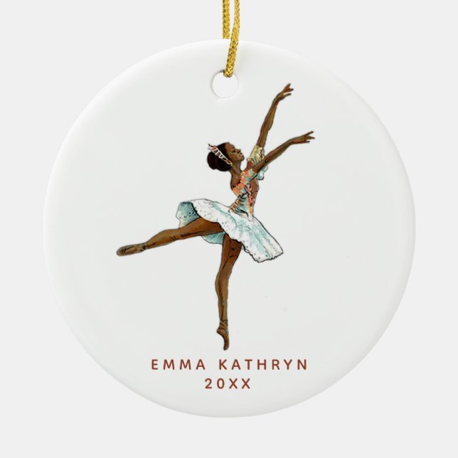 Personalisiert Black Ballerina Little Girl Dancer Keramik Ornament (Vorne)