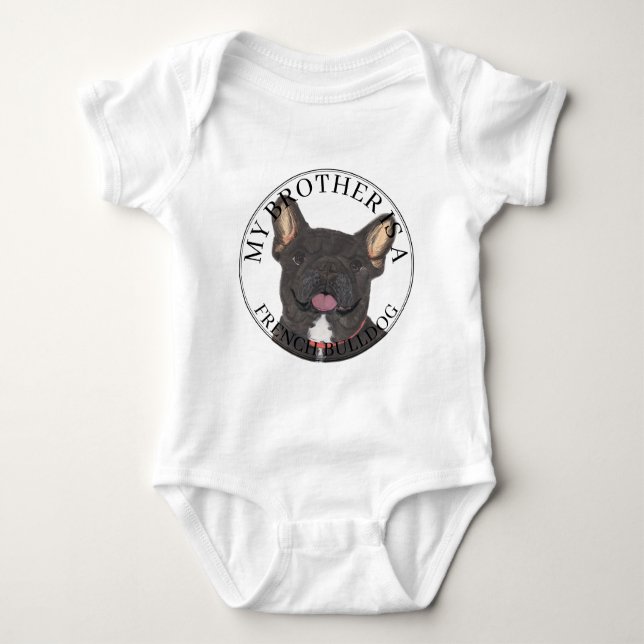 Personalisiert Black Brindle White French Bulldog Baby Strampler (Vorderseite)