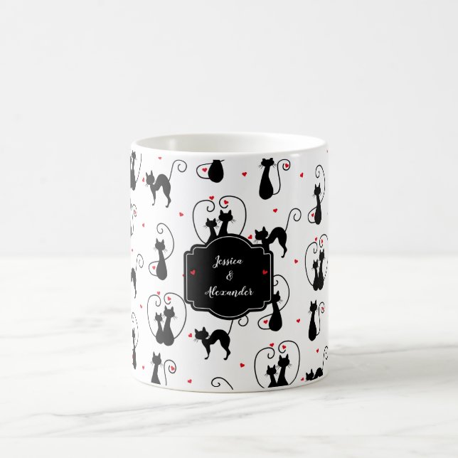 Personalisiert Black Cat Liebe Kaffeetasse (Mittel)