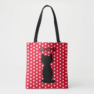 Personalisiert Black Cat Silhouette Polka Dots