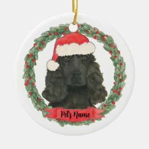 Personalisiert Black Cocker Spaniel Weihnachten Keramik Ornament