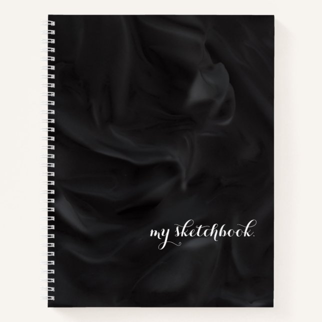 Personalisiert Black Cover Minimalistisch Sketchbo Notizbuch (Vorderseite)