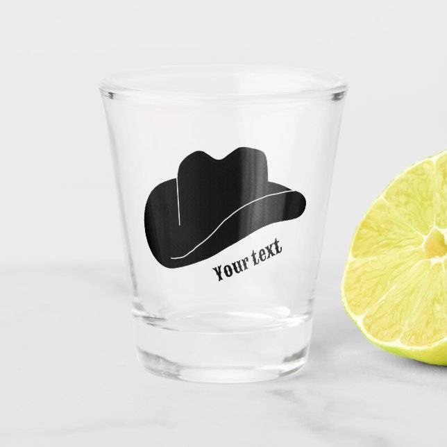 Personalisiert Black Cowboy Rodeo Hat Schnapsglas (Vorderseite)