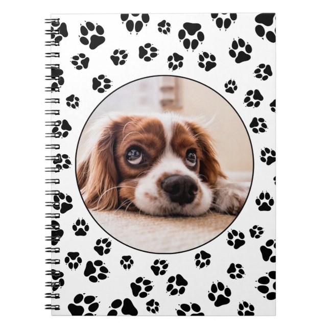 Personalisiert Black Dog Pawprints Puppy-Foto Notizblock (Vorderseite)