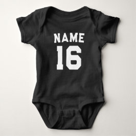 Personalisiert Black Football Jersey Nummer Baby Strampler