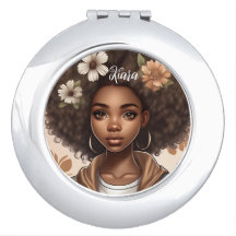 Personalisiert Black Girl Comact Mirror