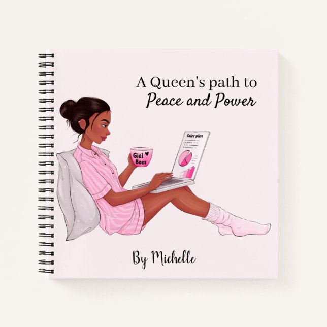 Personalisiert Black Girl Notebook, Custom Journal Notizbuch (Vorderseite)