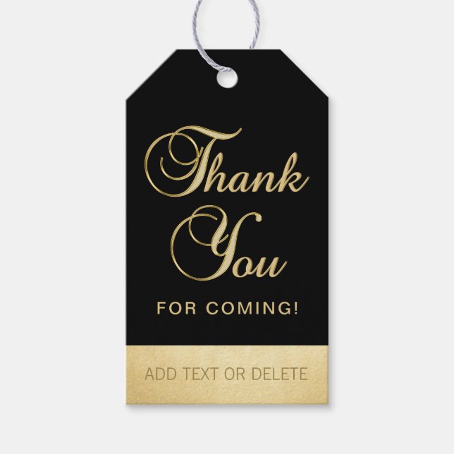 Personalisiert Black Gold DANKE FÜR IHRE Gunst Geschenkanhänger (Vorderseite)