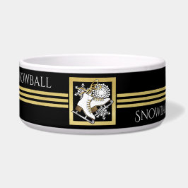 Personalisiert Black Gold Glitzer Ice Skaten Pet Napf