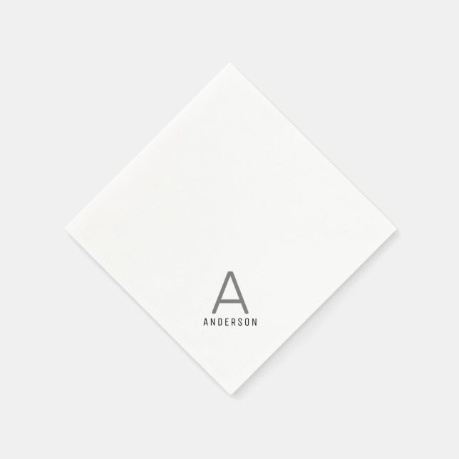 Personalisiert Black Gray Modern Initial Serviette (Ecke)