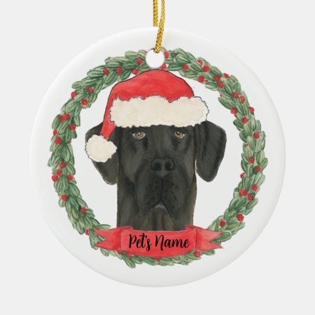 Personalisiert Black Great Dane Keramik Ornament (Vorne)