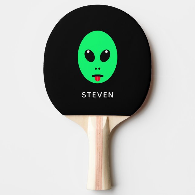 Personalisiert Black Green Alien Tischtennis Schläger (Vorderseite)