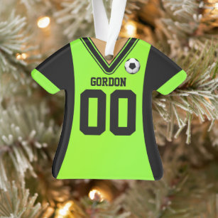 Personalisiert Black/Green Soccer Jersey Ornament