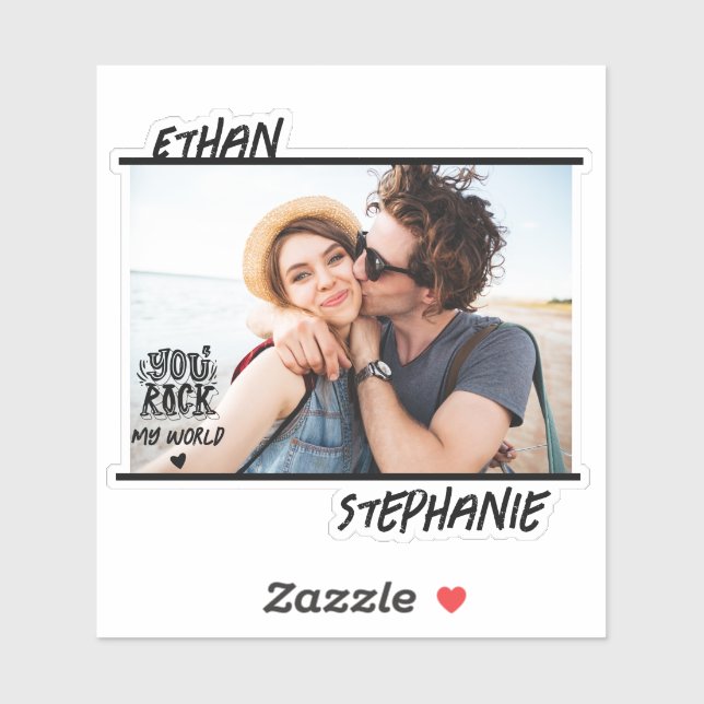 Personalisiert Black Grunge You Rock My World Foto Aufkleber (Blatt)
