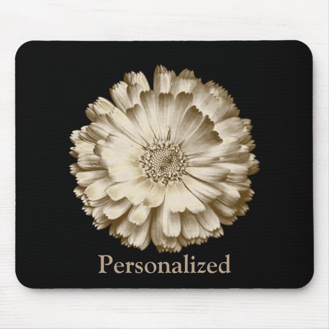 Personalisiert Black Hübsch Daisy Blume Mousepad (Vorne)