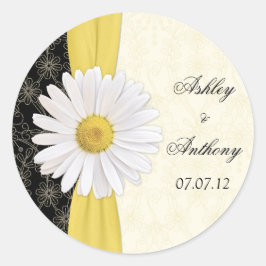 Personalisiert Black Ivory Daisy Wedding Stickers