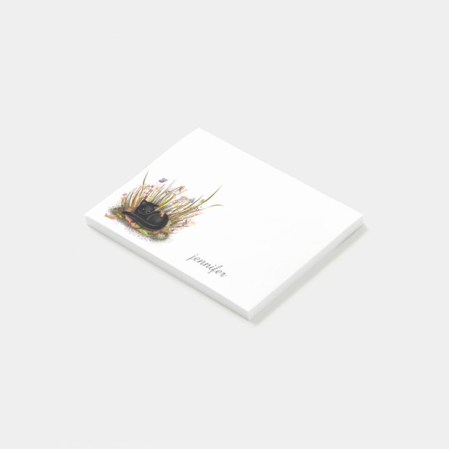 Personalisiert Black Kitten Post-it®-Notizen Post-it Klebezettel (angewinkelt)