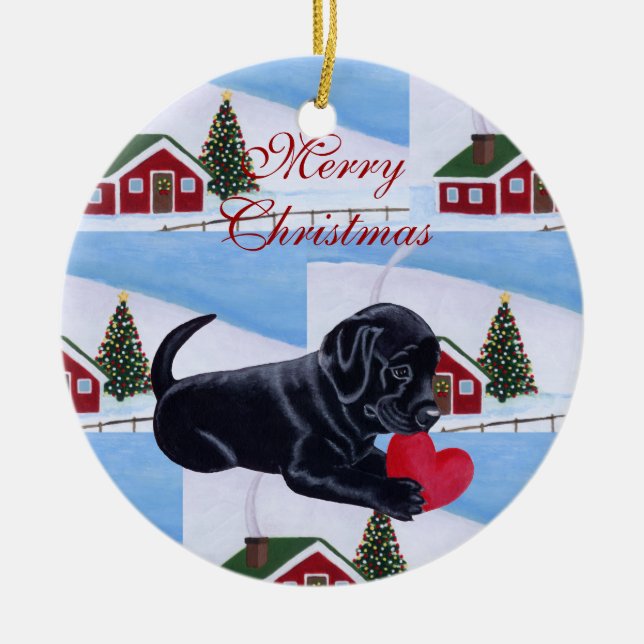 Personalisiert Black Lab Pub Weihnachten Keramik Ornament (Vorne)