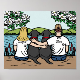Personalisiert Black Labrador Family Blonde Long Poster