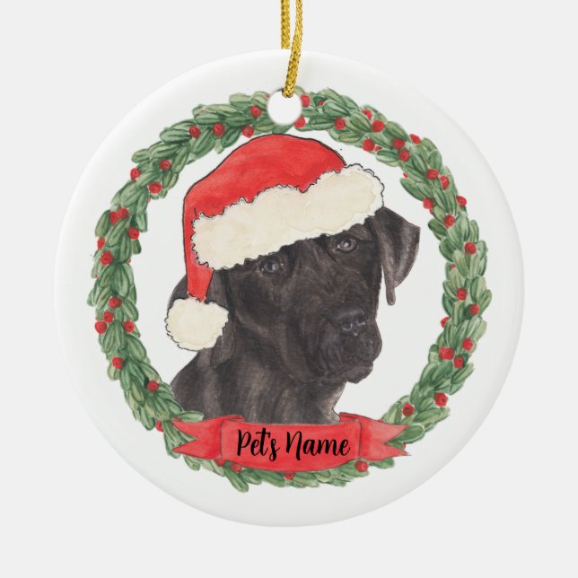 Personalisiert Black Labrador Keramik Ornament (Vorne)