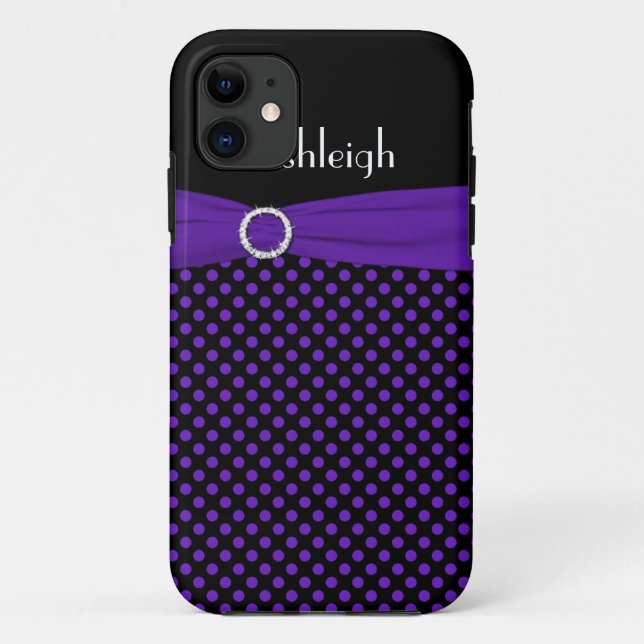 Personalisiert Black, Lila Polka Dot iPhone 5 Fall Case-Mate iPhone Hülle (Rückseite)