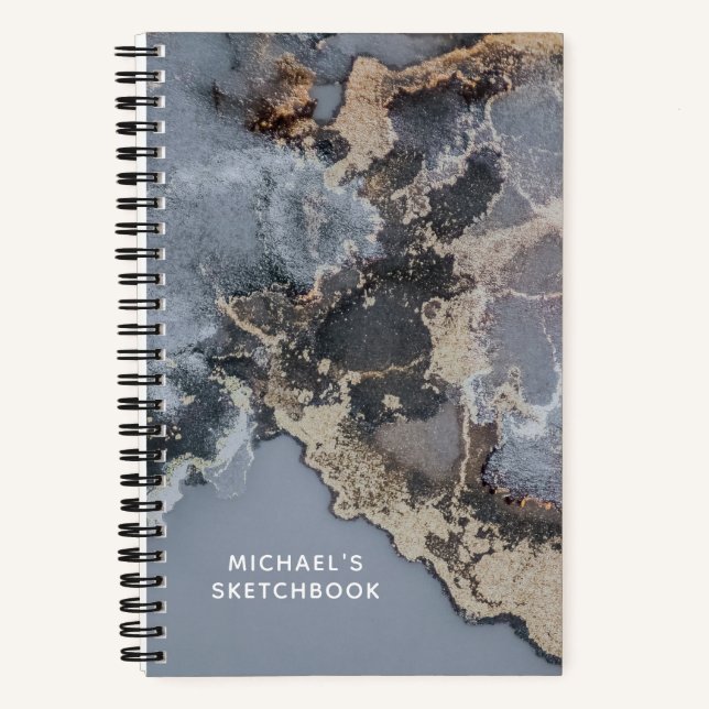 Personalisiert Black Marble Artist Sketchbook Notizbuch (Vorderseite)