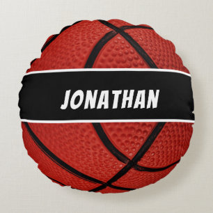 Personalisiert Black Modern Basketball Rundes Kissen