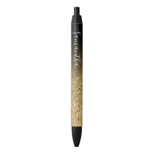 Personalisiert Black Ombre Imitate Gold Glitzer Kugelschreiber