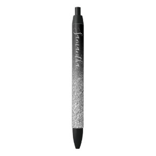Personalisiert Black Ombre Silver Glitzer Kugelschreiber