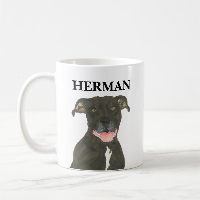Personalisiert Black Pitbull Staffy Dog Kaffeetasse (Links)