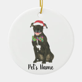 Personalisiert Black Pitbull Staffy Weihnachtsmann Keramik Ornament