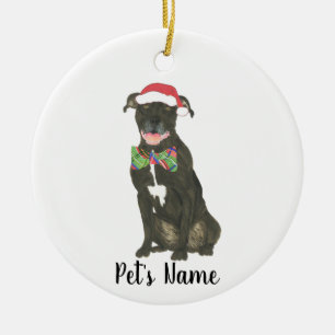Personalisiert Black Pitbull Staffy Weihnachtsmann Keramik Ornament