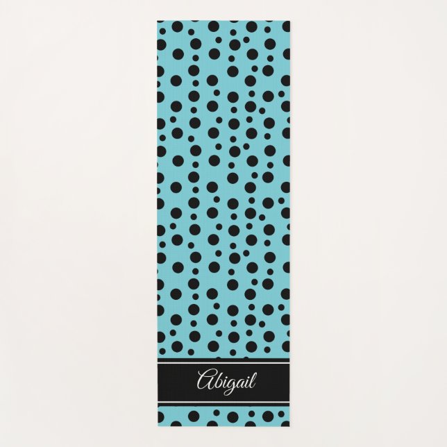 Personalisiert Black Polka Dot Blue Zen Yoga Mat Yogamatte (Vorderseite)