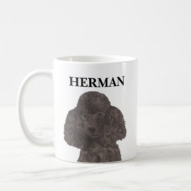 Personalisiert Black Poodle Kaffeetasse (Links)