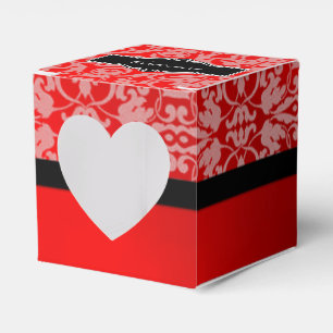 Personalisiert Black & Red Damask Herzinfarkt Geschenkschachtel