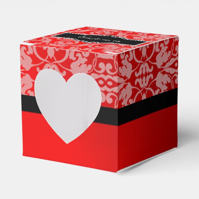 Personalisiert Black & Red Damask Herzinfarkt Geschenkschachtel (Vorderseite)