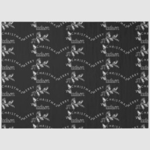 Personalisiert Black Retro Frohe ChristmasMonogram Seidenpapier
