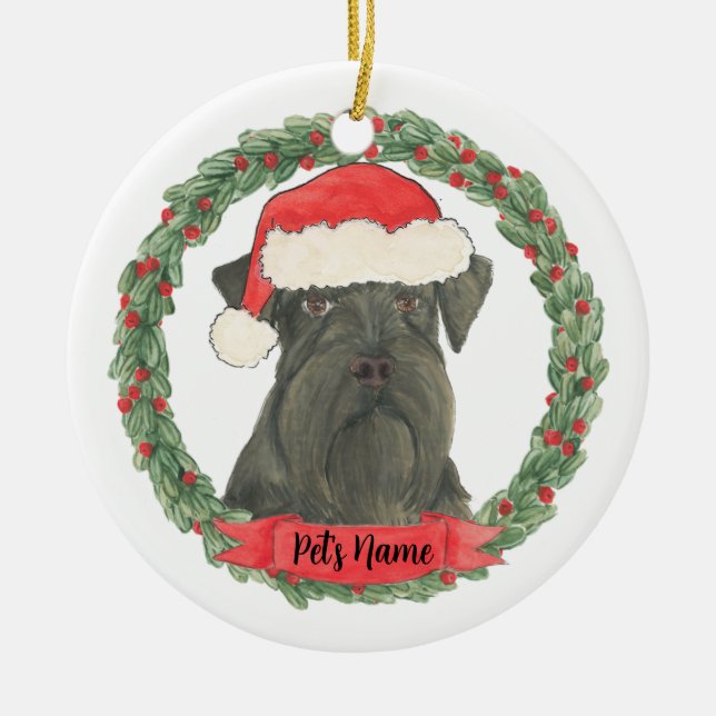 Personalisiert Black Schnauzer Keramik Ornament (Vorne)