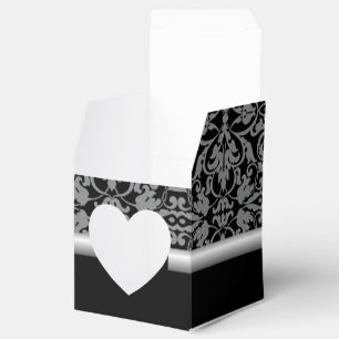 Personalisiert Black & Silver Damask Herzinfarkt Geschenkschachtel