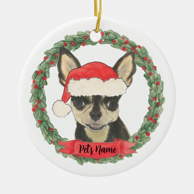 Personalisiert Black & Tan Chihuahua Keramik Ornament (Vorne)