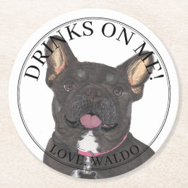 Personalisiert Black Tan Tricolor Frenchie Bulldog Runder Pappuntersetzer