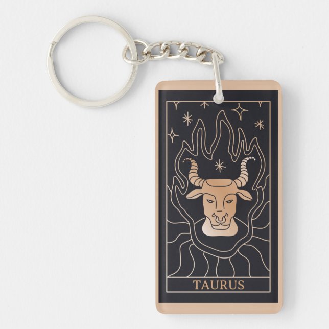 Personalisiert Black Taurus Zodiac Sign Schlüsselanhänger (Vorderseite)
