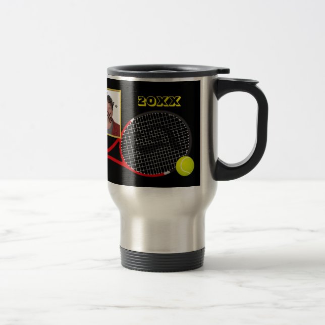 Personalisiert Black Tennis Foto Tumbler Reisebecher (Rechts)
