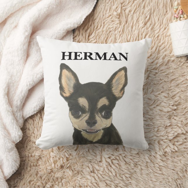 Personalisiert Black und Tan Chihuahua reversible Kissen (Decke)