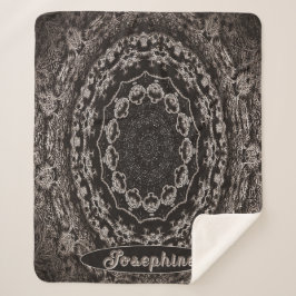 Personalisiert Black und Taupe Mandala Sherpadecke