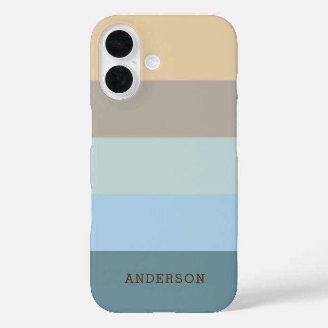 Personalisiert - Blau-brauner Sand Beige Türkis Case-Mate iPhone Hülle (Rückseite)