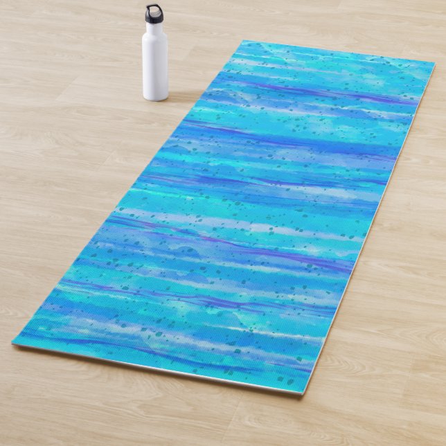 Personalisiert Blau, Lila, Aquamarin, Aqua Abstrak Yogamatte (Beispiel)