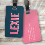 Personalisiert-Blau-Rosa-Monogramm-Schatten Gepäckanhänger<br><div class="desc">Mit diesem personalisierten Design,  das sich perfekt für Reisende eignet,  können Sie Ihr Gepäck auftanken</div>