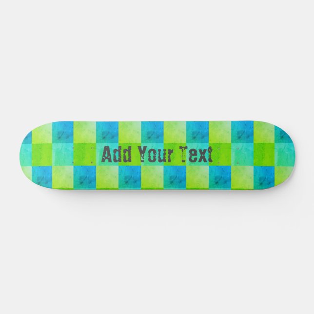 Personalisiert Blau und grün Rustikal Cool Skateboard (Horizontal)