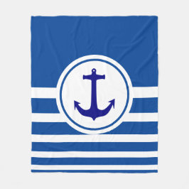 Personalisiert Blau- und Weißstreifenanker Fleecedecke